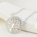 925 Sterling Silver Zircon Pendant Life Tree Crystal Necklace
