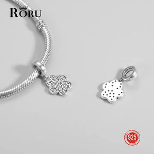 925 Silver Zircon Pet Footprint Beads Charm Bracelet Women Necklace Beads