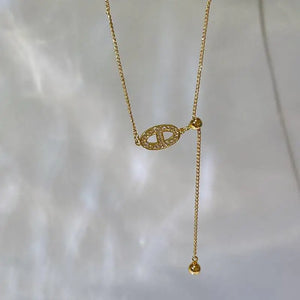 925 Silver Zircon Pig Nose Tassel Choker Necklace Light Fine Jewelry