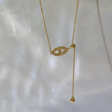 925 Silver Zircon Pig Nose Tassel Choker Necklace Light Fine Jewelry