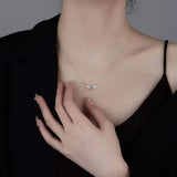925 Silver Zircon Ring Angel Wings Necklace Women