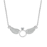 925 Silver Zircon Ring Angel Wings Necklace Women