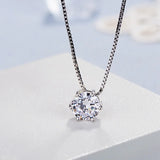 925 Silver Zircon Charm Necklace Pendant Clavicle Chain Jewelry