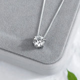 925 Silver Zircon Charm Necklace Pendant Clavicle Chain Jewelry