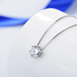 925 Silver Zircon Charm Necklace Pendant Clavicle Chain Jewelry