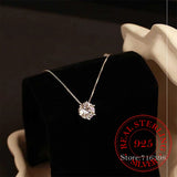 925 Silver Zircon Charm Necklace Pendant Clavicle Chain Jewelry