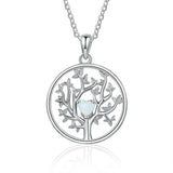 925 Silver Zircon Opal Pendant Tree Of Life Necklace