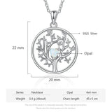 925 Silver Zircon Opal Pendant Tree Of Life Necklace