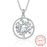 925 Silver Zircon Opal Pendant Tree Of Life Necklace