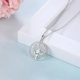 925 Silver Zircon Opal Pendant Tree Of Life Necklace