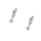 925 Silver Zircon Star Hoop Earrings Small Huggie Fine Jewelry