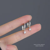 925 Silver Zircon Star Hoop Earrings Small Huggie Fine Jewelry