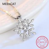 925 Silver Zircon Snowflake Necklace Choker Collares Gift for Women