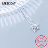 925 Silver Zircon Snowflake Necklace Choker Collares Gift for Women