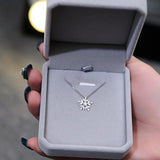 925 Silver Zircon Snowflake Necklace Choker Collares Gift for Women