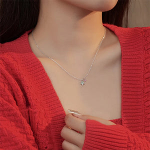 925 Silver Zircon Star Christmas Tree Necklace for Women Girls