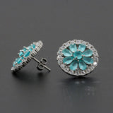 925 Silver Zircon Stud Earrings Boho CZ Wedding Jewelry