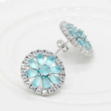 925 Silver Zircon Stud Earrings Boho CZ Wedding Jewelry