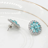 925 Silver Zircon Stud Earrings Boho CZ Wedding Jewelry