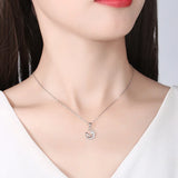 925 Silver Unicorn Moon Charm Necklace Zircon Choker Jewelry For Women