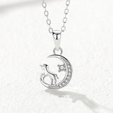 925 Silver Unicorn Moon Charm Necklace Zircon Choker Jewelry For Women