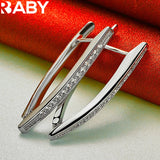 925 Silver Zircon V-Shape Earrings Wedding Jewelry
