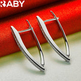 925 Silver Zircon V-Shape Earrings Wedding Jewelry