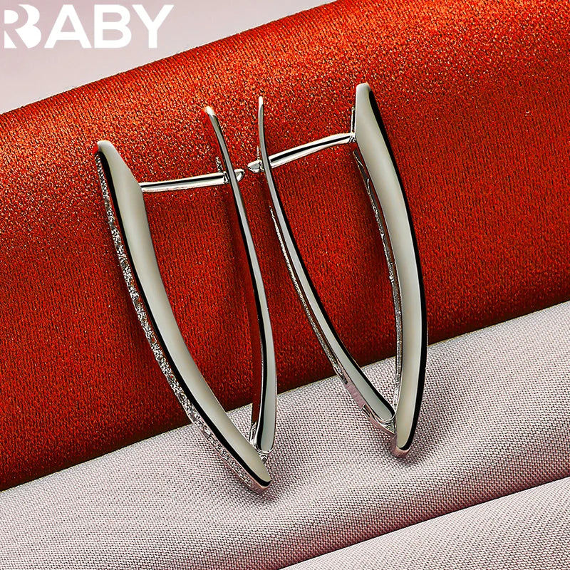 925 Silver Zircon V-Shape Earrings Wedding Jewelry