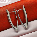 925 Silver Zircon V-Shape Earrings Wedding Jewelry