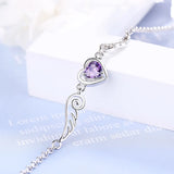 925 Silver Zirconia Angel Wings Heart Bracelet Bangles For Women