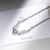 925 Silver Zirconia Angel Wings Heart Bracelet Bangles For Women