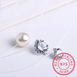 925 Silver Zirconia Pearl Choker Necklace Wedding Jewelry