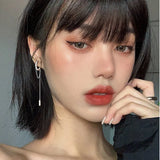 925 Silver Zirconia Tassel Earrings Minimalist Gift