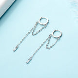 925 Silver Zirconia Tassel Earrings Minimalist Gift