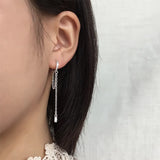 925 Silver Zirconia Tassel Earrings Minimalist Gift