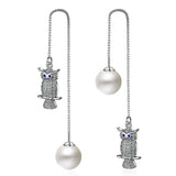 925 Silver Owl Stud Earrings Zirconia Women EH610