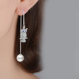 925 Silver Owl Stud Earrings Zirconia Women EH610