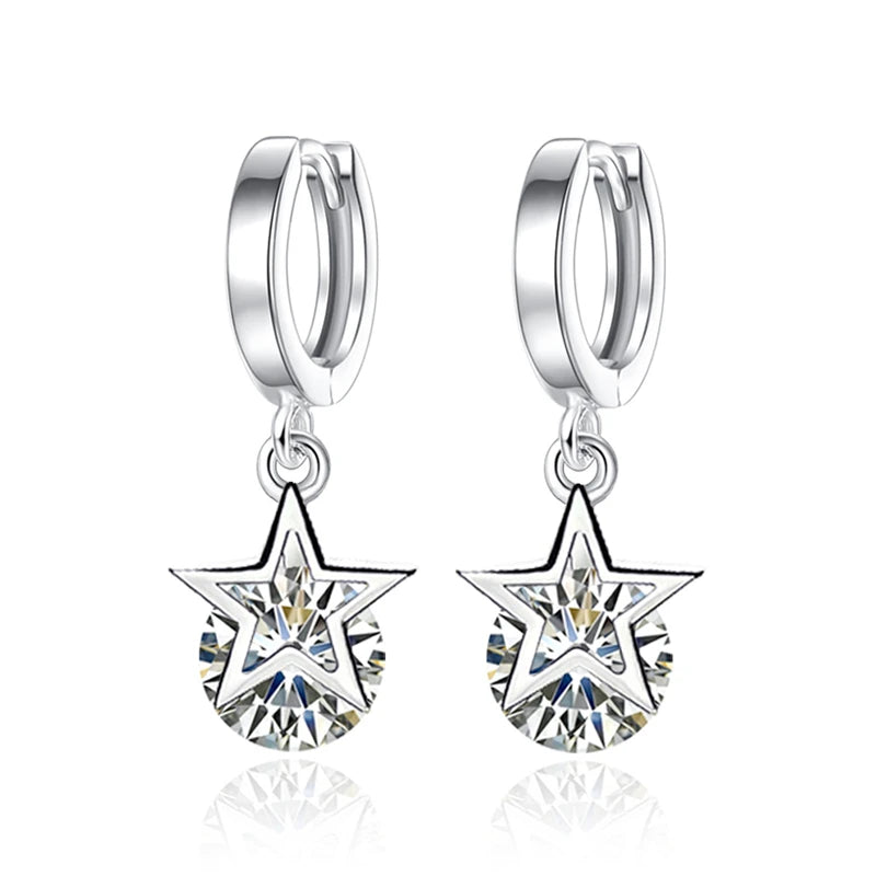 925 Silver Zirconia Star Stud Earrings for Women