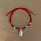 925 Silver Zodiac Bracelets Women Red Thread Statement Bangle