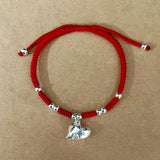 925 Silver Zodiac Bracelets Women Red Thread Statement Bangle