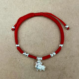 925 Silver Zodiac Bracelets Women Red Thread Statement Bangle