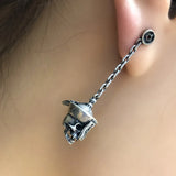 925 Silver Zombie Skull Dangle Earrings Gothic Punk Jewelry