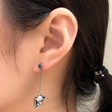 925 Silver Zombie Skull Dangle Earrings Gothic Punk Jewelry