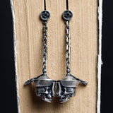 925 Silver Zombie Skull Dangle Earrings Gothic Punk Jewelry