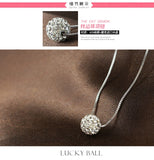 925 Sterling Silver Ball Necklace Pendant Women Lady Gift
