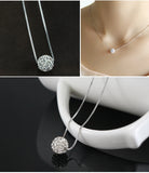 925 Sterling Silver Ball Necklace Pendant Women Lady Gift