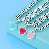 925 Silver Heart Pendant Bracelet Women Street Jewelry