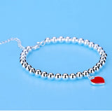 Heart Pendant Bracelet for Women, 925 Silver