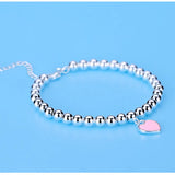 Heart Pendant Bracelet for Women, 925 Silver