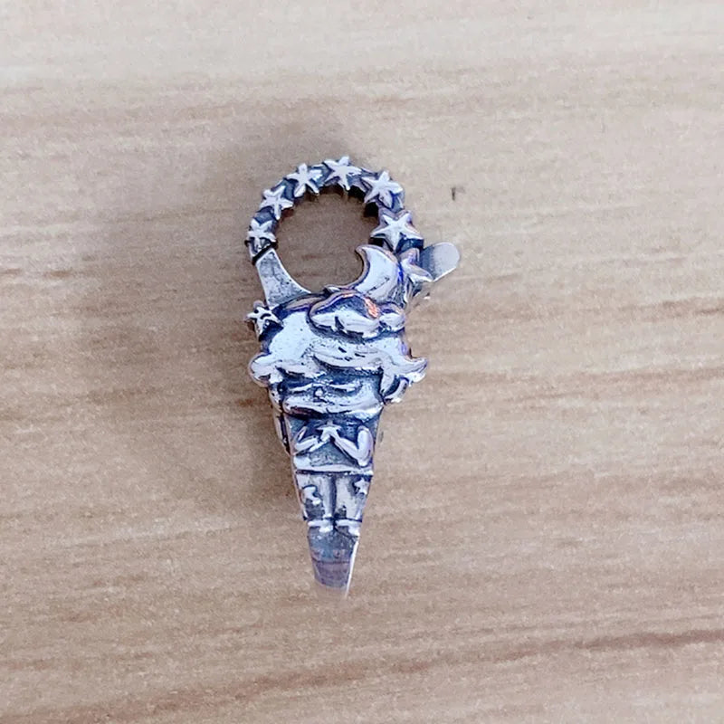 925 Sterling Silver Moon Star Clasp Lock Beads for European DIY Jewelry